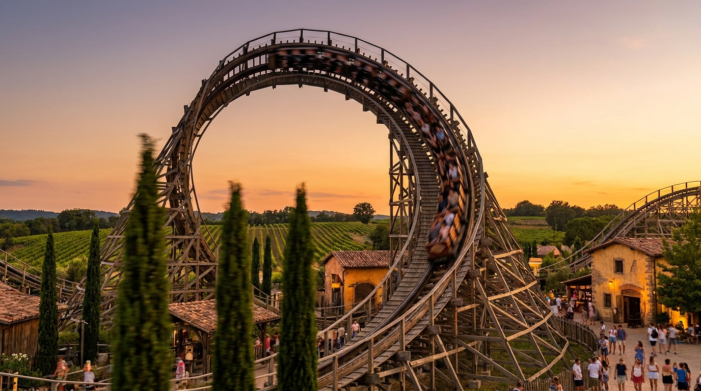 Main entrance of Gardaland with the iconic Dragon mascot