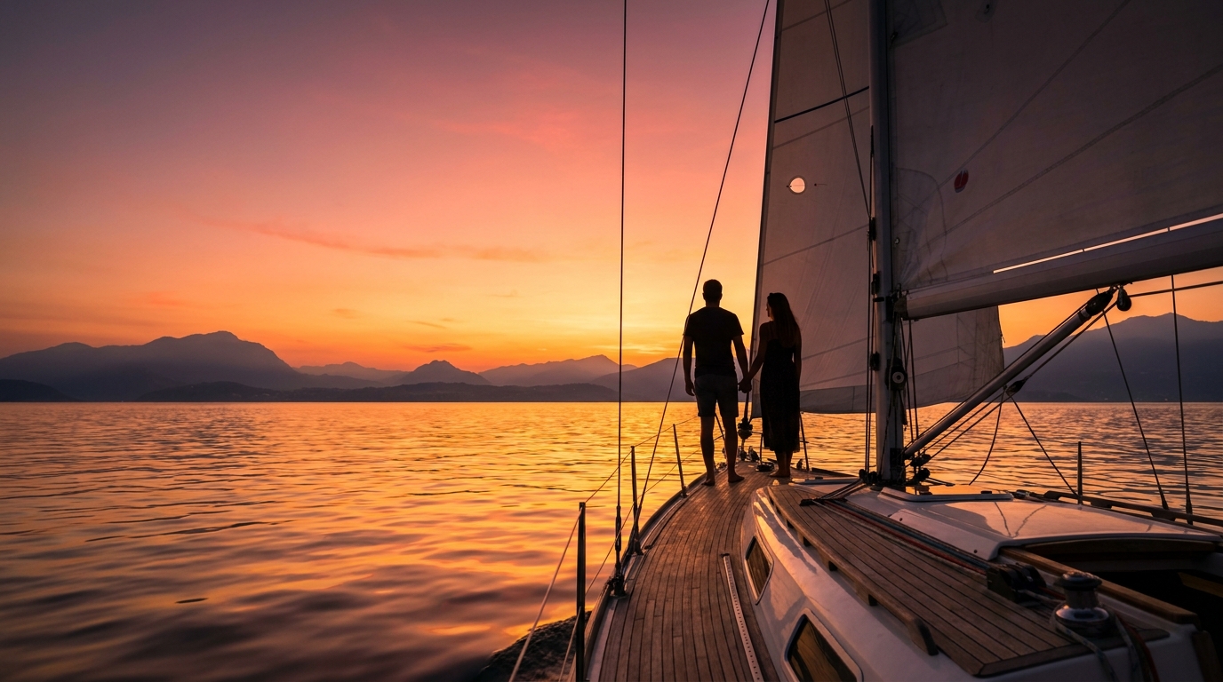 Sunset boat cruise on Lake Garda