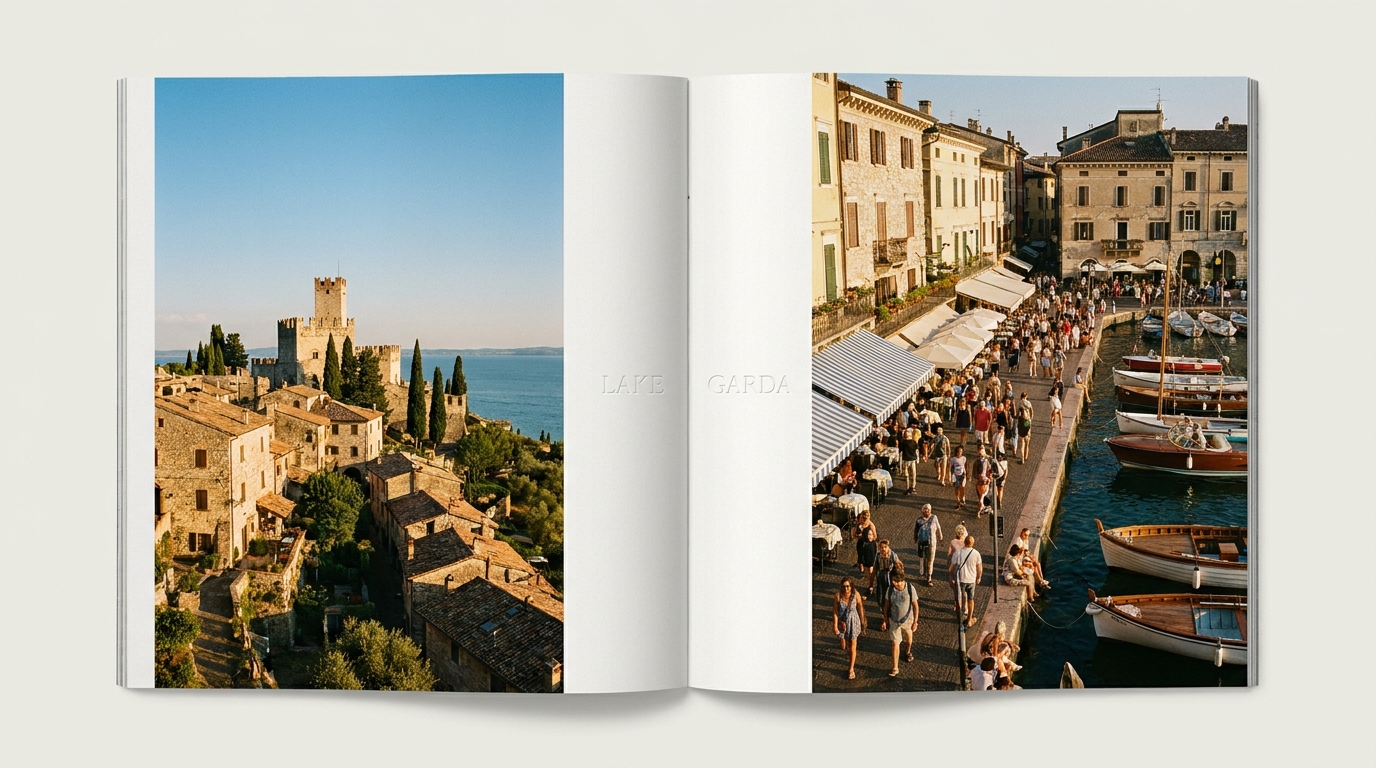 Side-by-side head-to-head visual of Sirmione and Desenzano landmarks