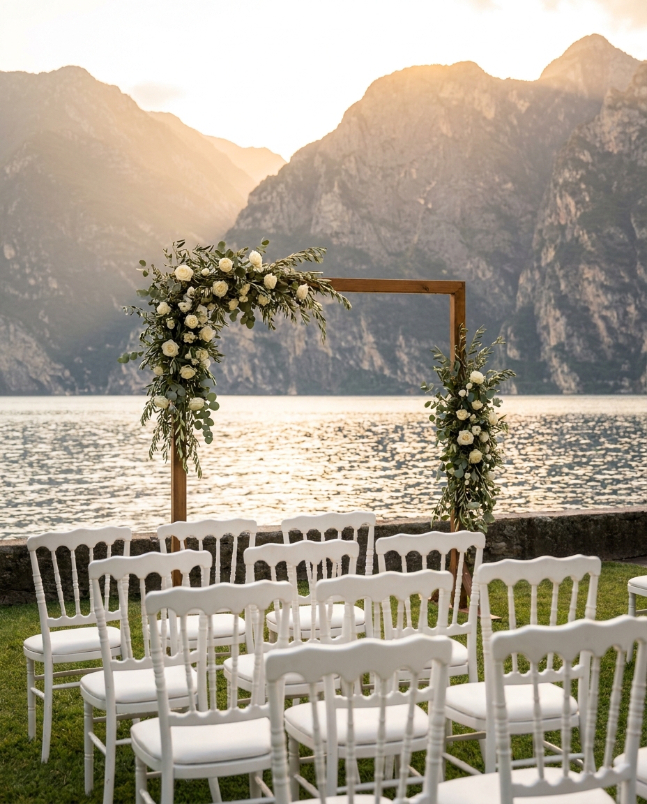Outdoor wedding ceremony at Lake Garda